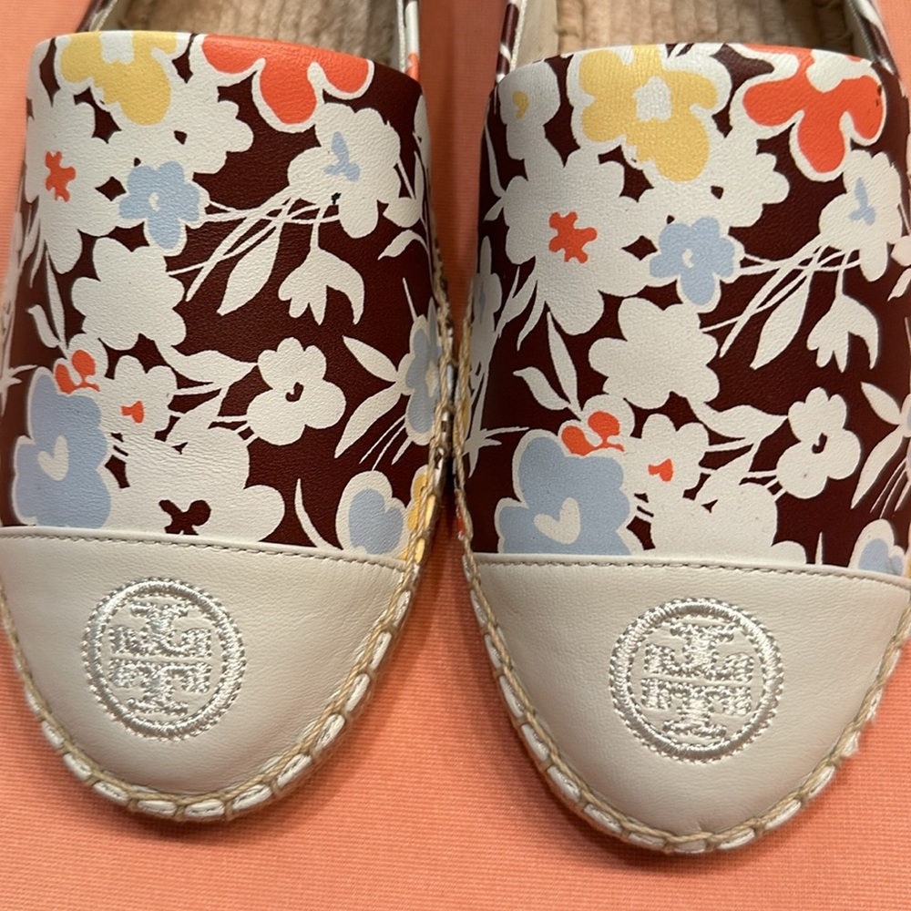 New Tory Burch Hopewell Napa Leather Color Block Espadrille Flat size 8.5. - Picture 2 of 6